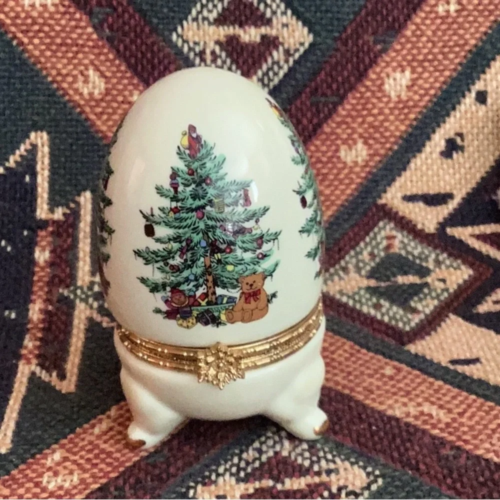 CHRISTMAS TREE Hinged Porcelain Trinket Box 1998 🎄